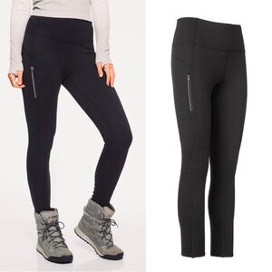 Athleta PrimaLoft Ridge Tight Black Fleece Lined Leggings Insulated Pants XS